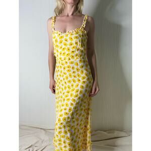 FAITHFULL THE BRAND Noemie Marigold Constance Floral Midi Dress US 4